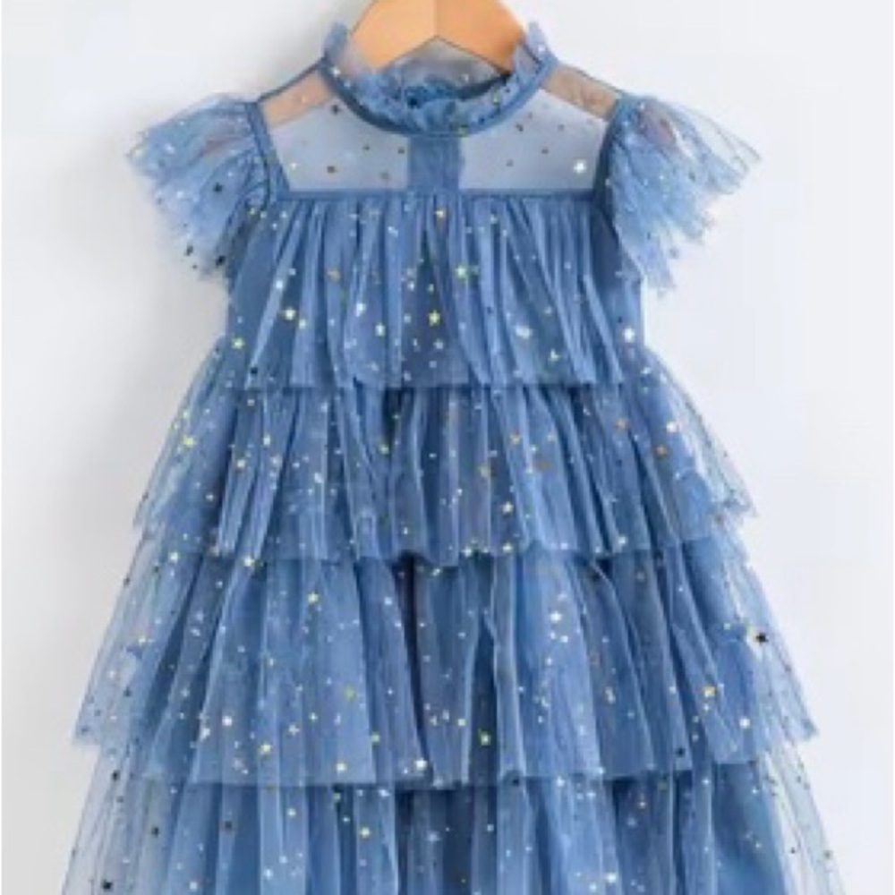 Blue Tiered Tulle Star Dress